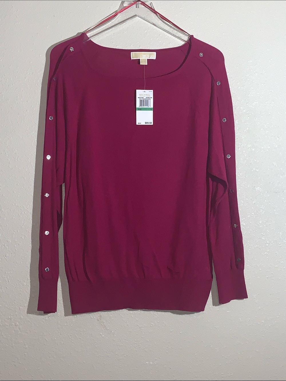 NWT MICHAEL Michael Kors Studded Sleeve Pullover Sweater